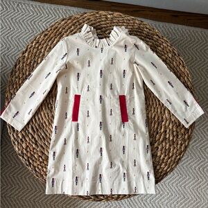Adorable Cream Kids Dress with Red Pockets